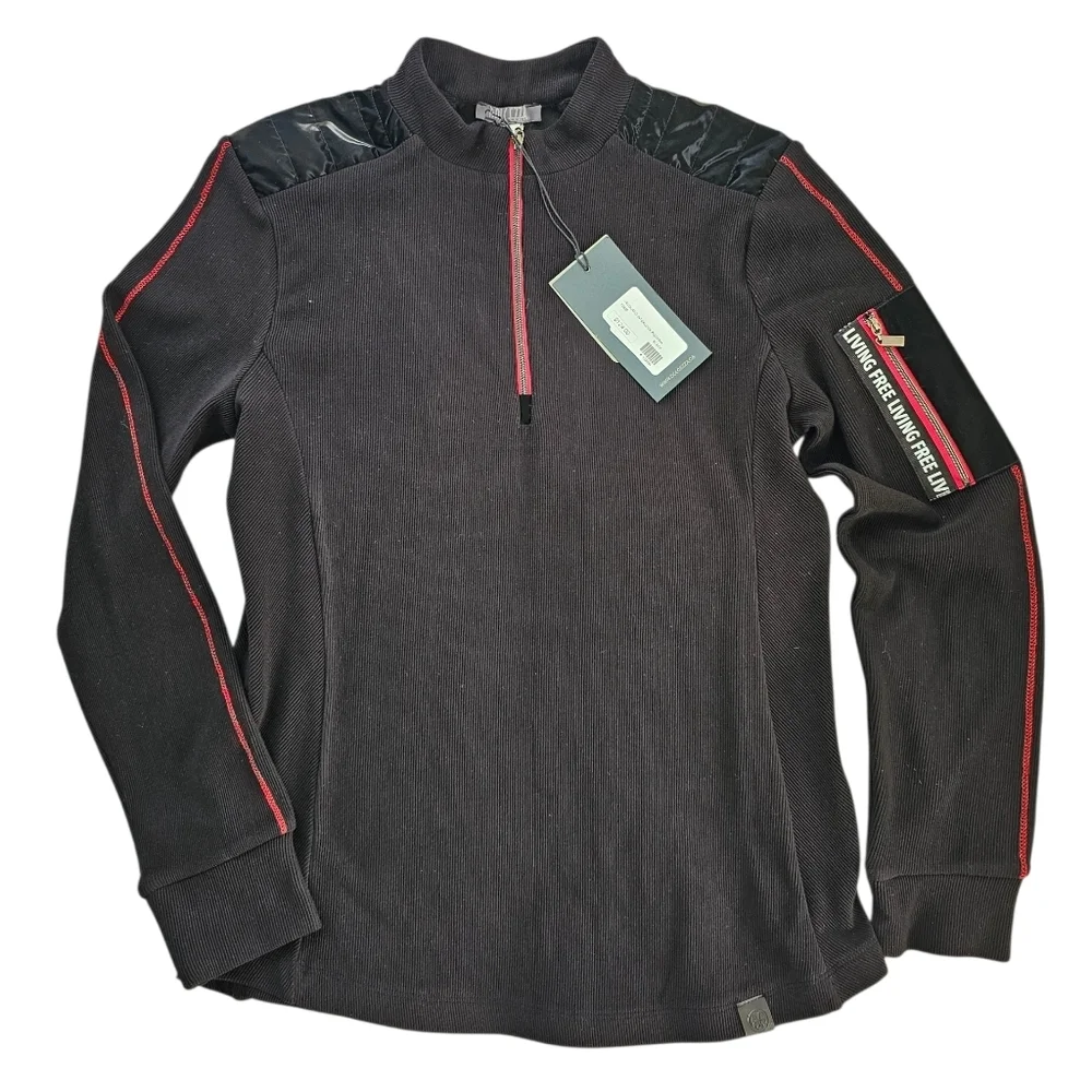 Dolcezza Black and Red Women's Crew Neck Sweater